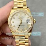 Swiss Copy Rolex Datejust 31mm Watch President Yellow Gold Diamond Bezel 